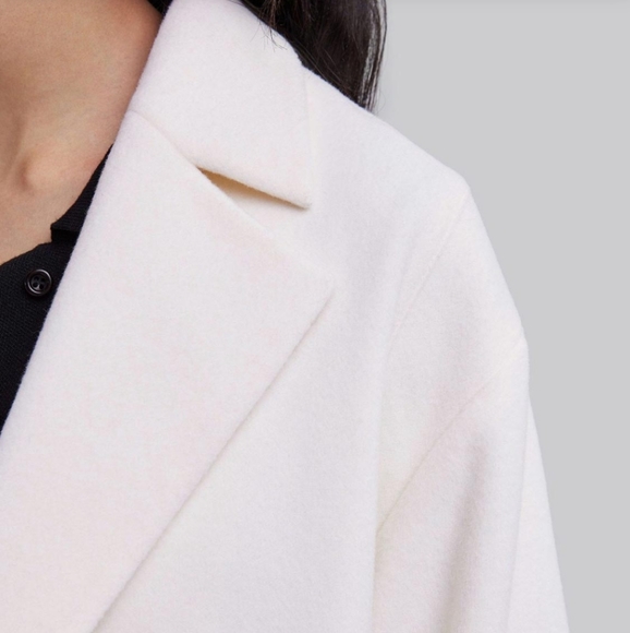 🆕 NAP Loungewear Callie Wool Jacket w/ Asymmetrical Hemline in Ivory - Picture 5 of 10